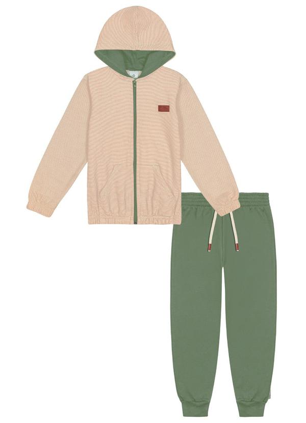 Abrange - Conjunto Jaqueta Listrada e Calça Bege