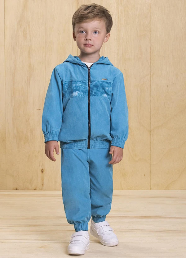 Ioluig - Conjunto Jaqueta Microfibra e Calça Taslon Azul