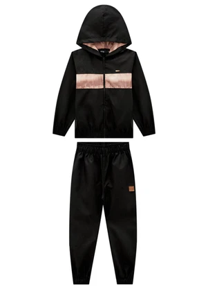 Ioluig - Conjunto Jaqueta Microfibra e Calça Taslon Preto - IOLUIG