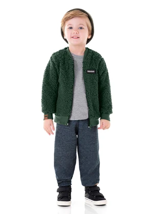 Marlan - Conjunto Jaqueta Pelo e Calça Moletom Verde - MARLAN