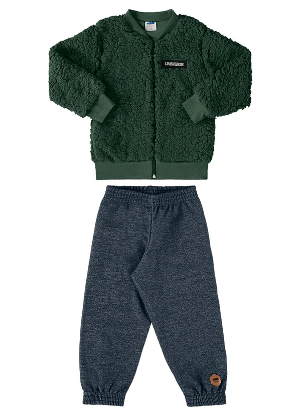 Marlan - Conjunto Jaqueta Pelo e Calça Moletom Verde 2