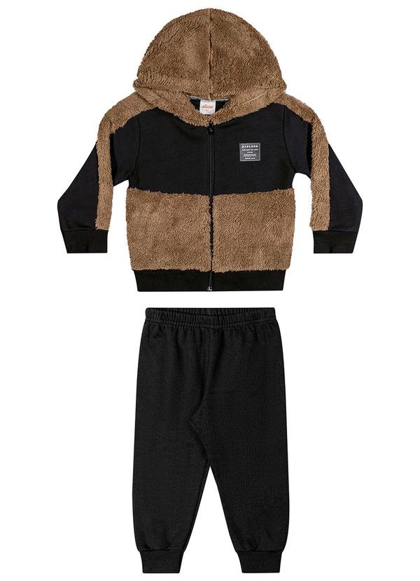 Elian - Conjunto Jaqueta Peluciada e Calça Preto 2