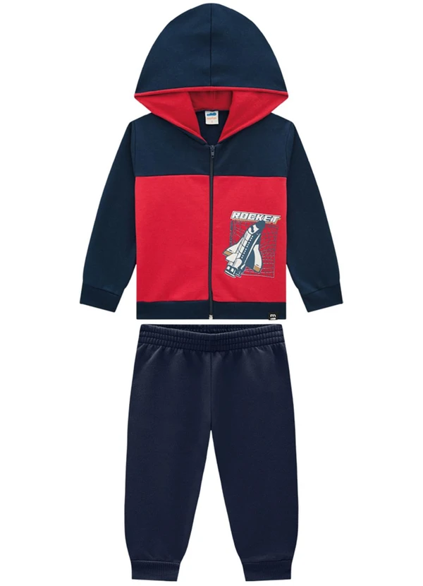 Marlan - Conjunto Jaqueta Rocket e Calça em Moletom Azul 2