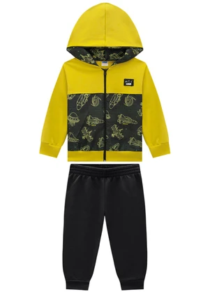 Marlan - Conjunto Jaqueta Space e Calça em Moletom Amarelo - MARLAN