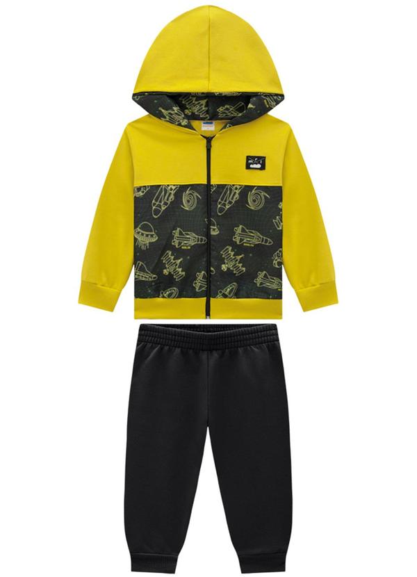 Marlan - Conjunto Jaqueta Space e Calça em Moletom Amarelo