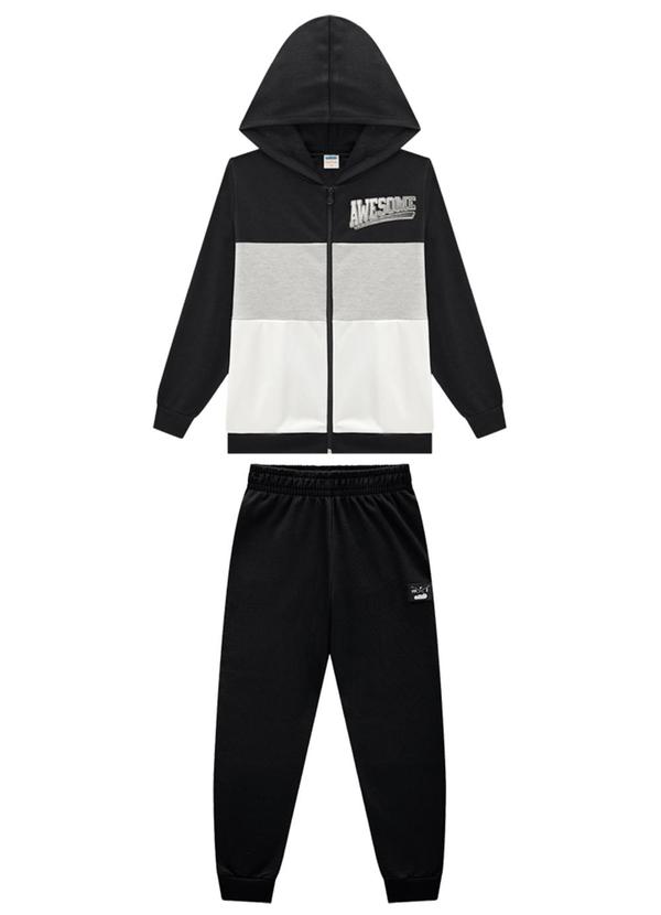 Marlan - Conjunto Jaqueta Sport e Calça em Moletom Preto