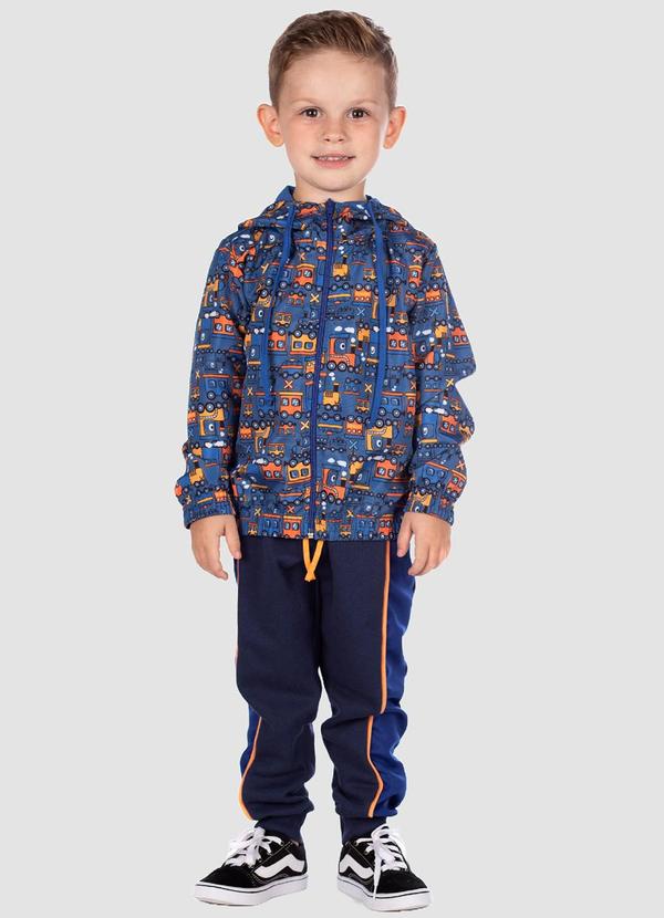 Turminha - Conjunto Jaqueta Tactel e Calça Moletom Azul