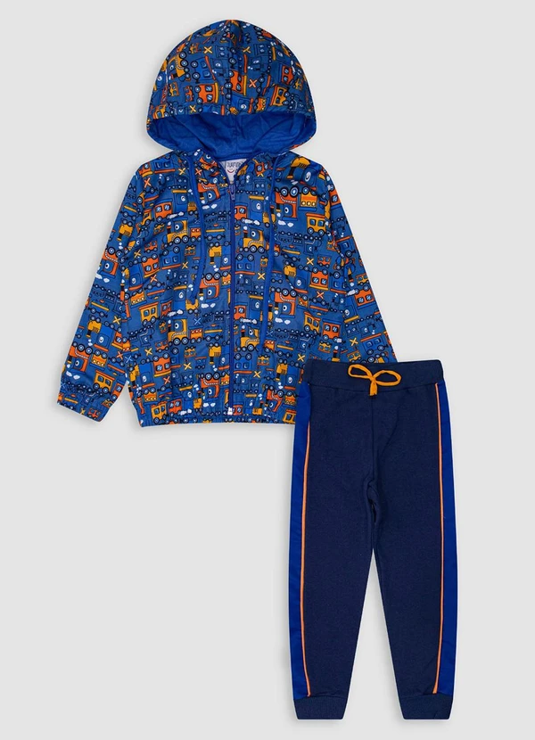 Turminha - Conjunto Jaqueta Tactel e Calça Moletom Azul 2