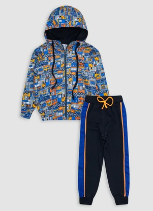 Turminha - Conjunto Jaqueta Tactel e Calça Moletom Cinza - TURMINHA