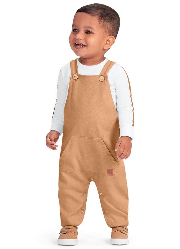 Alenice - Conjunto Jardineira com Camiseta Menino Branco