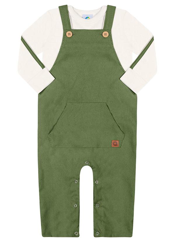 Alenice - Conjunto Jardineira com Camiseta Menino Branco