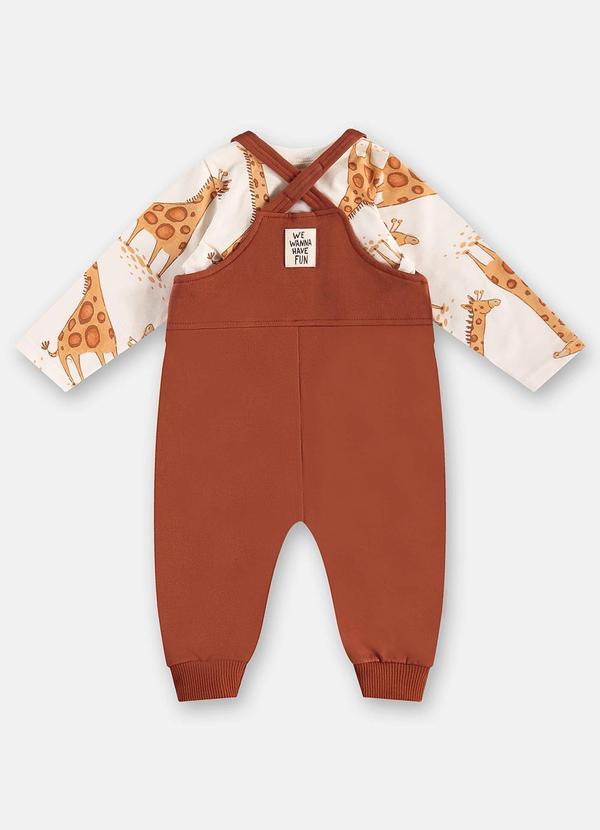 Up Baby - Conjunto Jardineira e Body Bebê Marrom 3
