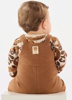 Up Baby - Conjunto Jardineira e Body Bebê Marrom - UP BABY