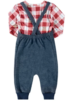 Marlan - Conjunto Jardineira e Camiseta Térmica Vermelho - MARLAN
