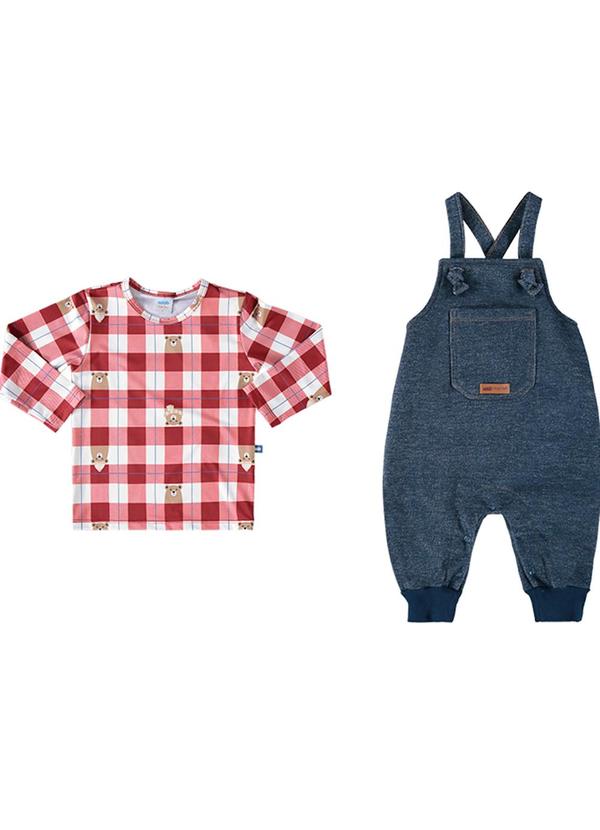Marlan - Conjunto Jardineira e Camiseta Térmica Vermelho