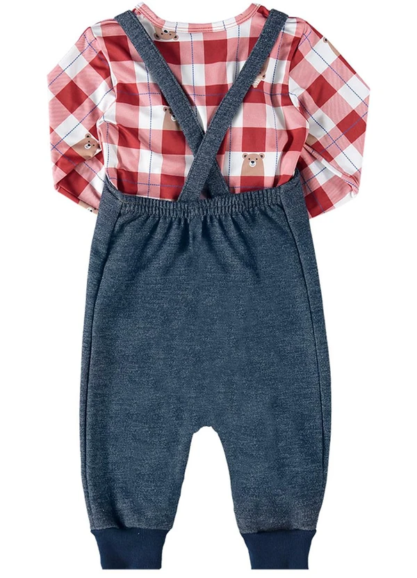 Marlan - Conjunto Jardineira e Camiseta Térmica Vermelho 2