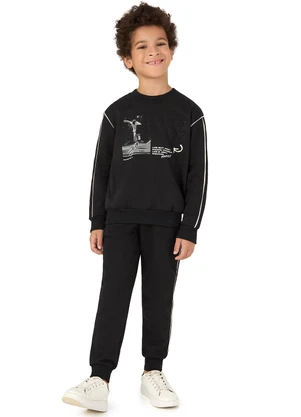Malwee Kids - Conjunto Jogger Keep Ready em Moletom Preto - MALWEE KIDS