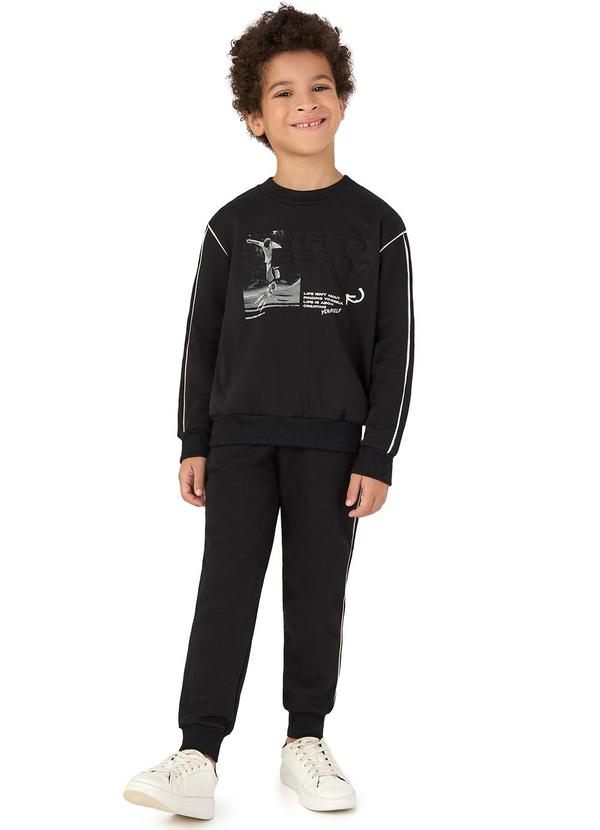 Malwee Kids - Conjunto Jogger Keep Ready em Moletom Preto