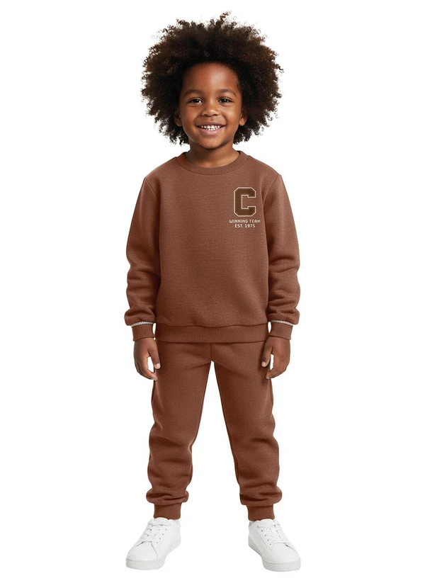 Carinhoso - Conjunto Jogger Winning Team em Moletom Marrom