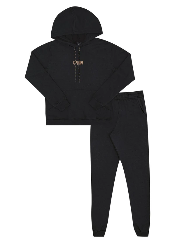 Pulla Bulla - Conjunto Juvenil Menino Moletom Preto