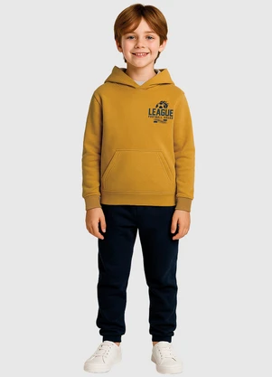 Malwee Kids - Conjunto League Football em Moletom Amarelo - MALWEE KIDS