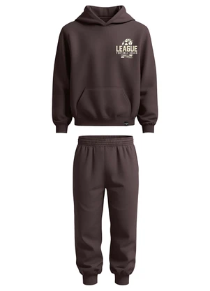 Malwee Kids - Conjunto League Football em Moletom Marrom - MALWEE KIDS
