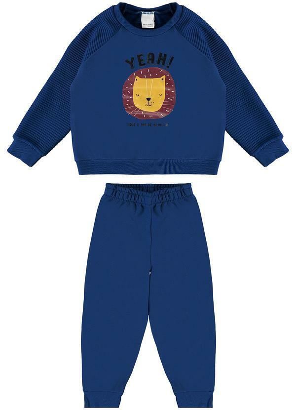 Malwee Kids - Conjunto Leãozinho Comfort Menino Azul