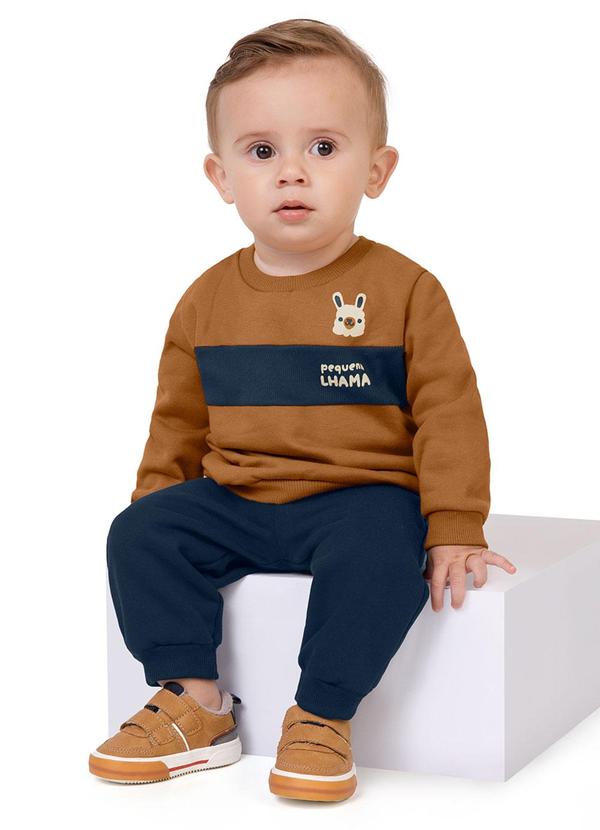 Malwee Kids - Conjunto Lhama em Moletom Marrom