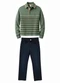 Carinhoso - Conjunto Listrado com Jeans Off White - variação: Verde Militar
