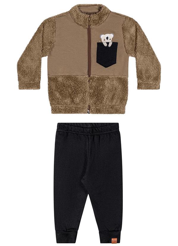 Elian - Conjunto Longo Bebê Jaqueta Peluciada Marrom 2