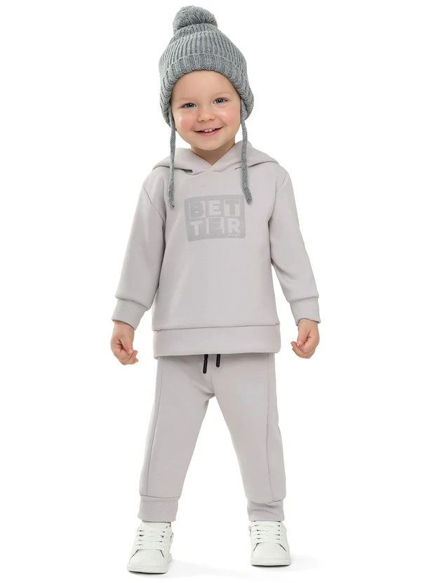 Colorittá - Conjunto Longo Bebê Menino com Relevo Cinza