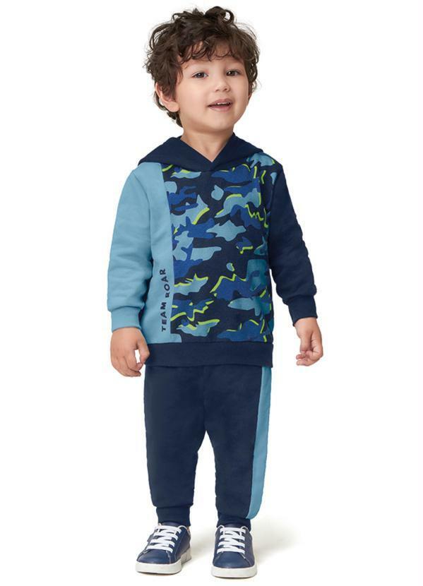 Marisol - Conjunto Longo Camuflado Moletom Menino Azul