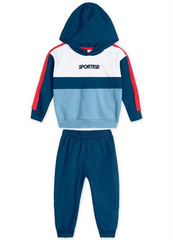 Marisol - Conjunto Longo com Capuz Moletom Menino Azul