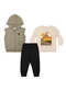 Elian - Conjunto Longo Infantil Colete Rajado Marrom - variação: Bege