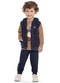 Elian - Conjunto Longo Infantil Colete Rajado Marrom - variação: Marrom