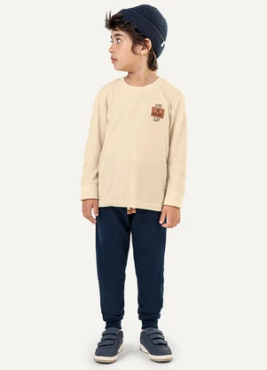 Colorittá - Conjunto Longo Infantil Menino com Bordado Bege - COLORITTÁ