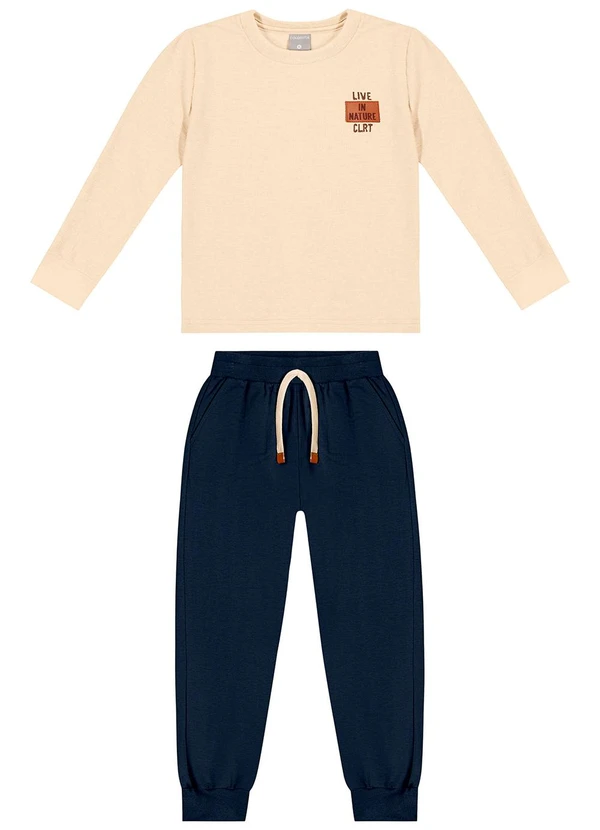 Colorittá - Conjunto Longo Infantil Menino com Bordado Bege 3