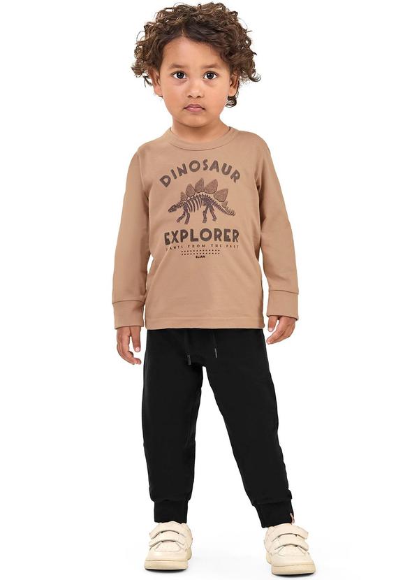 Elian - Conjunto Longo Infantil Menino Dinossauro Marrom