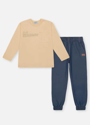 Abrange - Conjunto Longo Infantil Menino Estampa 3d Bege - ABRANGE