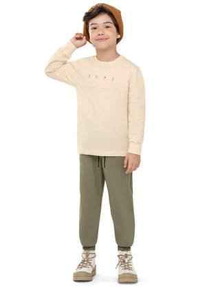 Colorittá - Conjunto Longo Infantil Menino Lettering Bege - COLORITTÁ