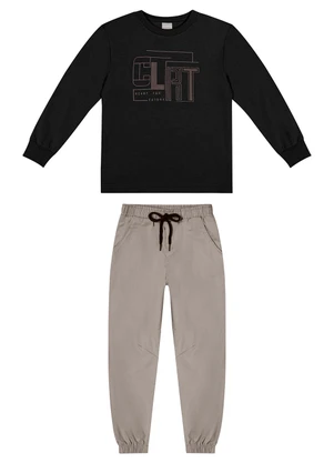Colorittá - Conjunto Longo Infantil Menino Suedine Preto - COLORITTÁ