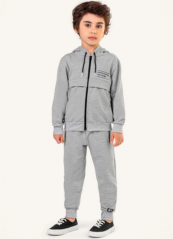 Colorittá - Conjunto Longo Infantil Menino Texturizado Cinza