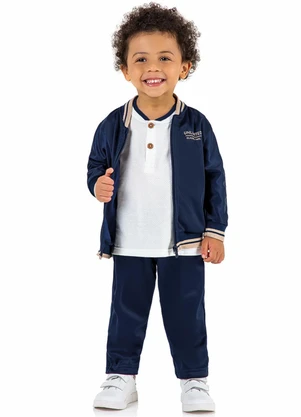 Marisol - Conjunto Longo Moletom Infantil Azul - MARISOL