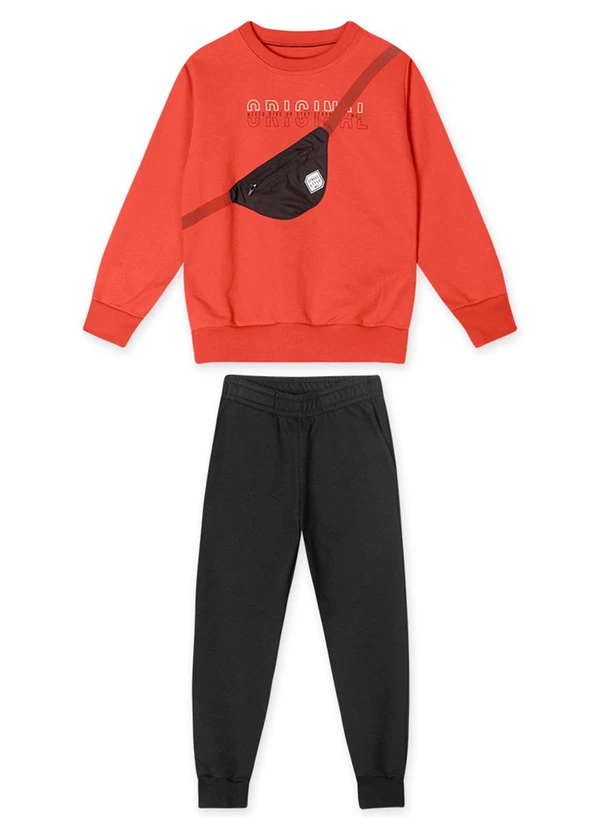 Marisol - Conjunto Longo Moletom Infantil Laranja