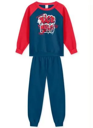 Marisol Play - Conjunto Longo Moletom Infantil Menino Azul - MARISOL PLAY