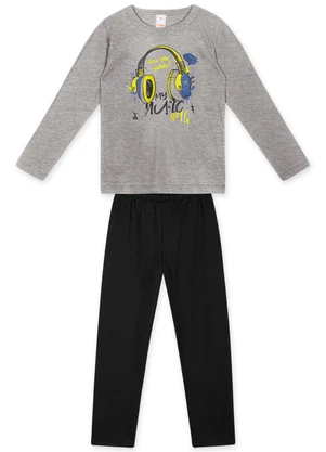 Marisol Play - Conjunto Longo Moletom Infantil Masculino Cinza - MARISOL PLAY