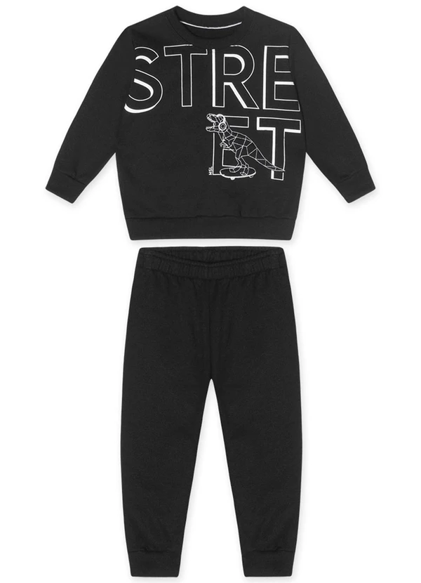 Marisol - Conjunto Longo Moletom Infantil Masculino Preto
