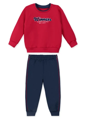 Marisol - Conjunto Longo Moletom Infantil Vermelho - MARISOL