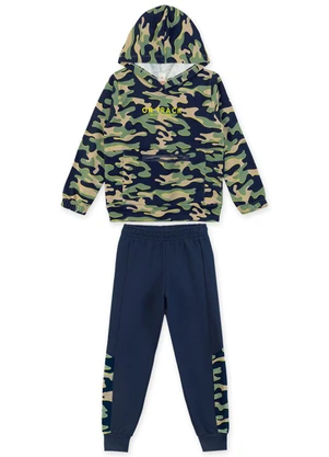 Marisol - Conjunto Longo Moletom Militar On Track Azul - MARISOL