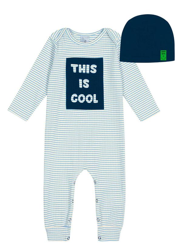 Abrange - Conjunto Macacão e Gorro Baby Azul